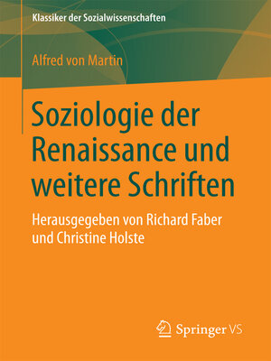 cover image of Soziologie der Renaissance und weitere Schriften